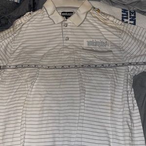 White and Gray striped Ecko Unltd polo 14 years old unique design